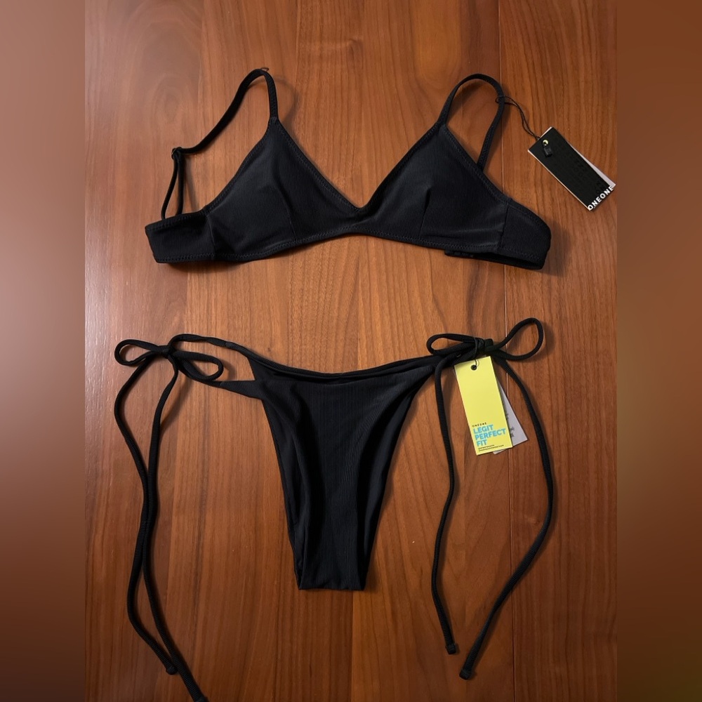 NWT One One Swimwear Black Bikini Set M